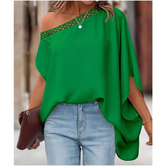 015 One Shoulder Batwing Blouse - Picture 2 of 9